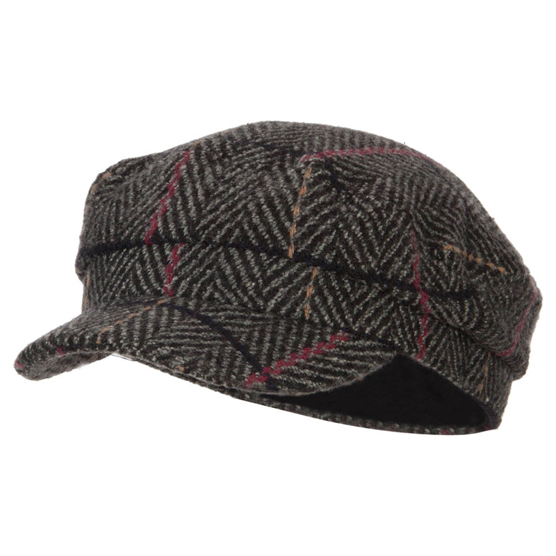 Stripe Patterned Herringbone Greek Captain Cap