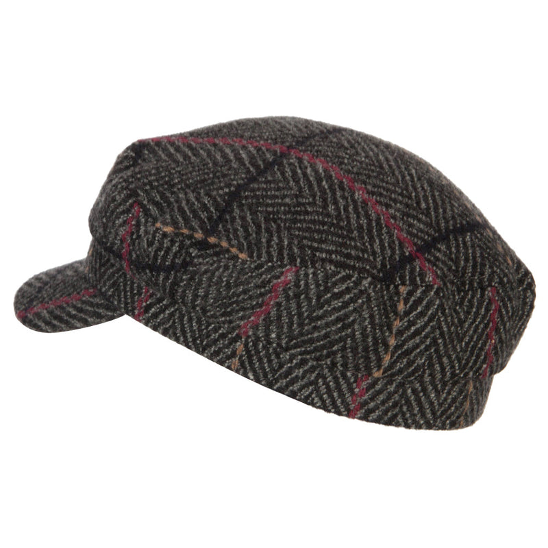 Stripe Patterned Herringbone Greek Captain Cap