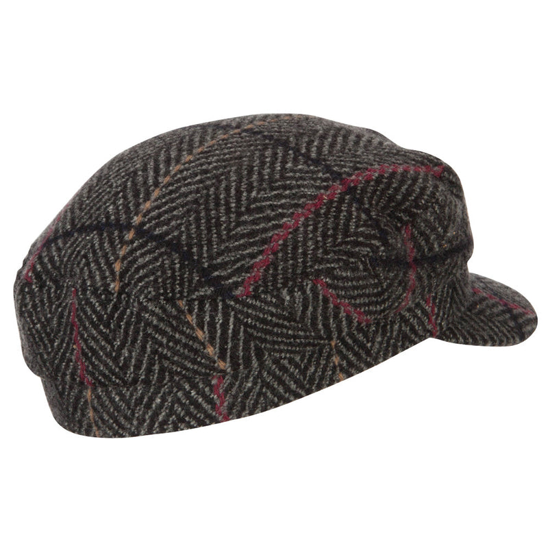 Stripe Patterned Herringbone Greek Captain Cap