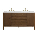 James Martin Myrrin 60" Double Bathroom Vanity, Mid-Century Walnut