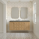 James Martin Laurent 60" Dual Mount Double Bathroom Vanity, Light Natural Oak