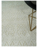 Shabby Chic 8x10 Hand Knotted Woolen Modern Contemporary Beige and Ivory Tribal Area Rug | TRI53742