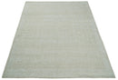 Shabby Chic 8x10 Hand Knotted Woolen Modern Contemporary Beige and Ivory Tribal Area Rug | TRI53742