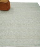 Shabby Chic 8x10 Hand Knotted Woolen Modern Contemporary Beige and Ivory Tribal Area Rug | TRI53742