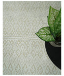 Shabby Chic 8x10 Hand Knotted Woolen Modern Contemporary Beige and Ivory Tribal Area Rug | TRI53742
