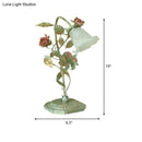 GobekUsa Pastoral Metal Flared Nightstand Lamp with Flower Decoration - Green