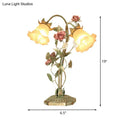 GobekUsa Pastoral Metal Flared Nightstand Lamp with Flower Decoration - Green