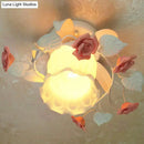 GobekUsa Korean Garden Ruffle Semi Flush Mount Lamp - Elegant Flower Deco, White Frosted Glass Ceiling Light
