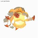 GobekUsa Korean Garden Ruffle Semi Flush Mount Lamp - Elegant Flower Deco, White Frosted Glass Ceiling Light
