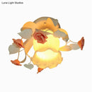 GobekUsa Korean Garden Ruffle Semi Flush Mount Lamp - Elegant Flower Deco, White Frosted Glass Ceiling Light