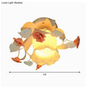 GobekUsa Korean Garden Ruffle Semi Flush Mount Lamp - Elegant Flower Deco, White Frosted Glass Ceiling Light