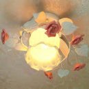 GobekUsa Korean Garden Ruffle Semi Flush Mount Lamp - Elegant Flower Deco, White Frosted Glass Ceiling Light