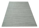 Shaded Beige, Camel and Brown Scandinavian 8x10 Hand Made Blended Wool Flatwoven Area Rug | KE4