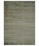 Shaded Beige Scandinavian 5x7 Blended Bamboo Silk Flatwoven Area Rug, Dinning, Kids Rug | HL45