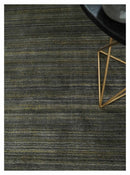 Shaded Olive and Gray Scandinavian 5x7 Blended bamboo Silk Flatwoven Area Rug | HL43