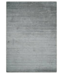 Shaded Silver Gray Scandinavian 5x7 Blended Bamboo Silk Flatwoven Area Rug, Dinning, Kids Rug | HL31