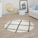 Shag Rug Cream with Diamond Pattern Scandi Design