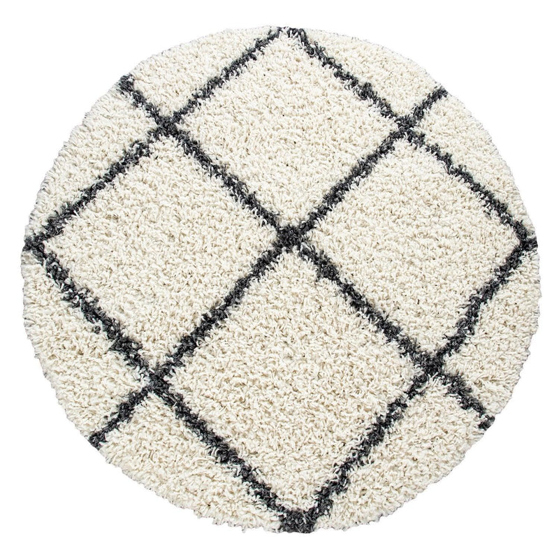 Shag Rug Cream with Diamond Pattern Scandi Design