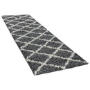 Shag Rug Dark Gray with Diamond Pattern Scandi Design