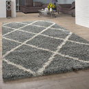 Shag Rug Grey with Diamond Pattern Scandi Design