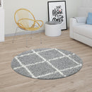 Shag Rug Grey with Diamond Pattern Scandi Design