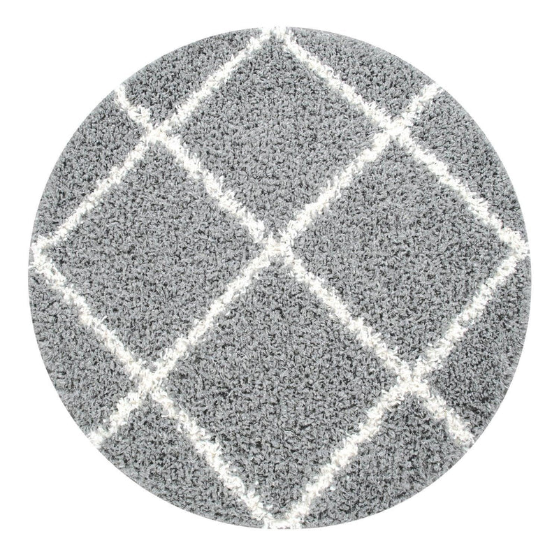 Shag Rug Grey with Diamond Pattern Scandi Design