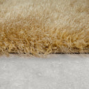 Shag Rug High Pile In Gold For Bedroom & Living Room Fluffy Glossy Pastel Yarn
