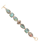 Shapes of Blue and Green Abalone Golden Link Bracelet