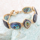 Shapes of Blue and Green Abalone Golden Link Bracelet