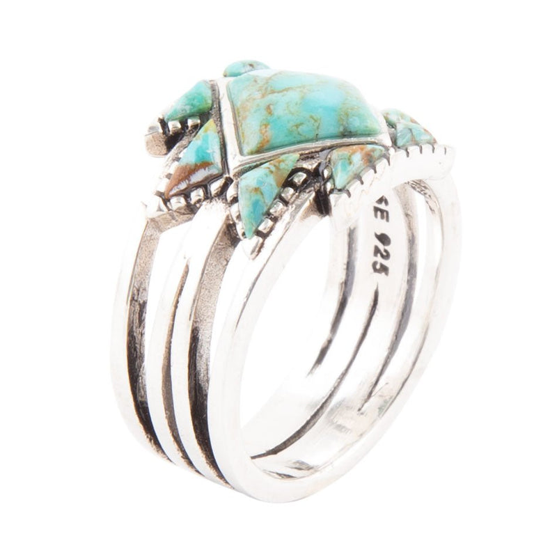Sharp Blue Turquoise and Sterling Silver Ring