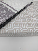 DaDa Bedding Jacquard Grey Floral Paisley Fitted Sheet & Pillow Cases Set (FTS8222)
