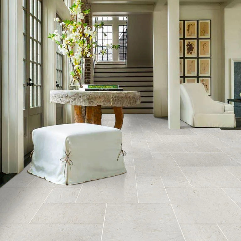 Shell Stone White Fossil Limestone Tumbled Pattern Set Tiles Floor and Wall Tile