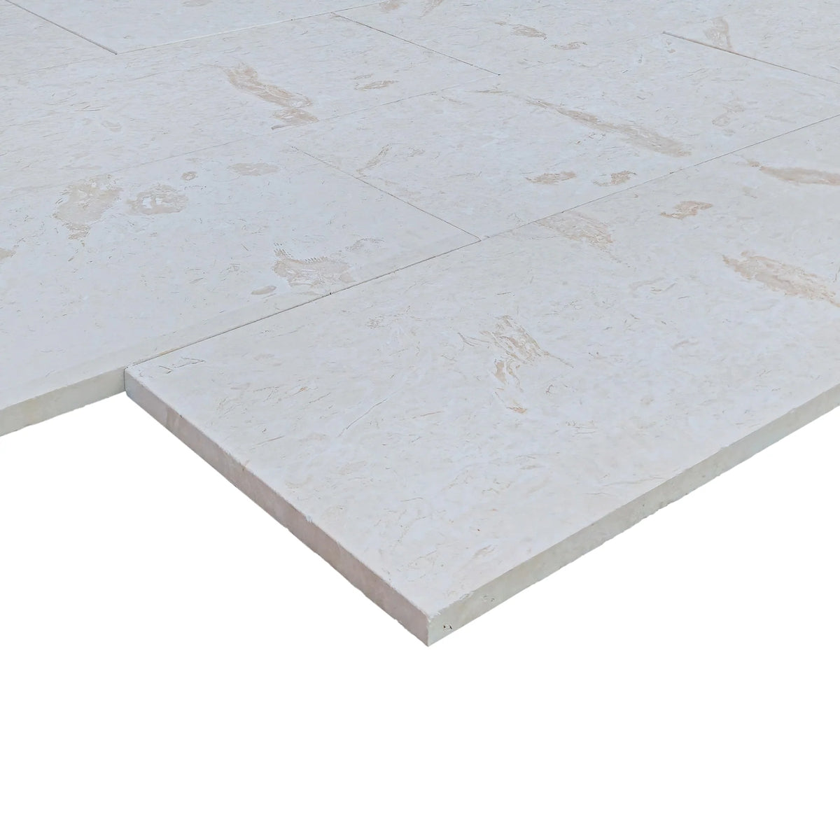 Shell Stone White Tumbled Limestone Pavers, profile view