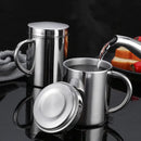 Shiny stainless steel double wall coffee mug kitchen travel cup by Decorbites