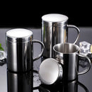 Shiny stainless steel double wall coffee mug kitchen travel cup by Decorbites