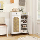 2-Door Shoe Rack Organizer with Drawer and 6 Removable Shelves-White by LJGDeals
