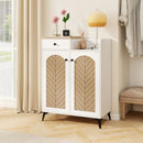 2-Door Shoe Rack Organizer with Drawer and 6 Removable Shelves-White by LJGDeals