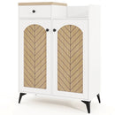 2-Door Shoe Rack Organizer with Drawer and 6 Removable Shelves-White by LJGDeals