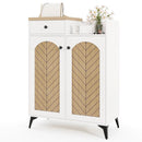 2-Door Shoe Rack Organizer with Drawer and 6 Removable Shelves-White by LJGDeals