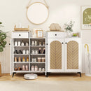 2-Door Shoe Rack Organizer with Drawer and 6 Removable Shelves-White by LJGDeals