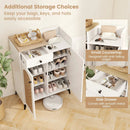 2-Door Shoe Rack Organizer with Drawer and 6 Removable Shelves-White by LJGDeals