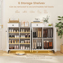 2-Door Shoe Rack Organizer with Drawer and 6 Removable Shelves-White by LJGDeals