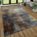 Short-Pile Rug Living Room Used Effect Patchwork Industrial Style Modern Colourful