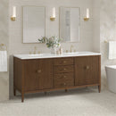 James Martin Myrrin 72" Double Bathroom Vanity, Mid-Century Walnut