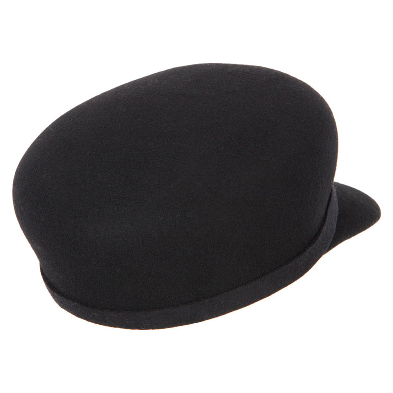 Women's Silver Buckle Accented Band Trim Round Top Crown Wool Newsboy Cap