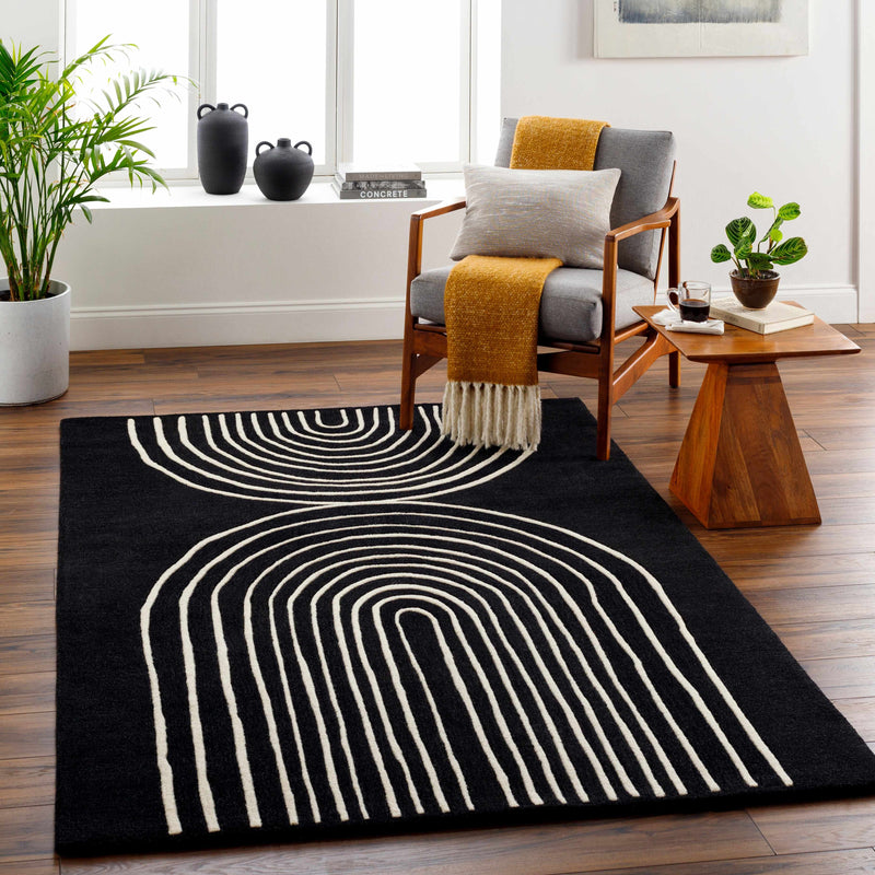 Fuat Black Wool Rug