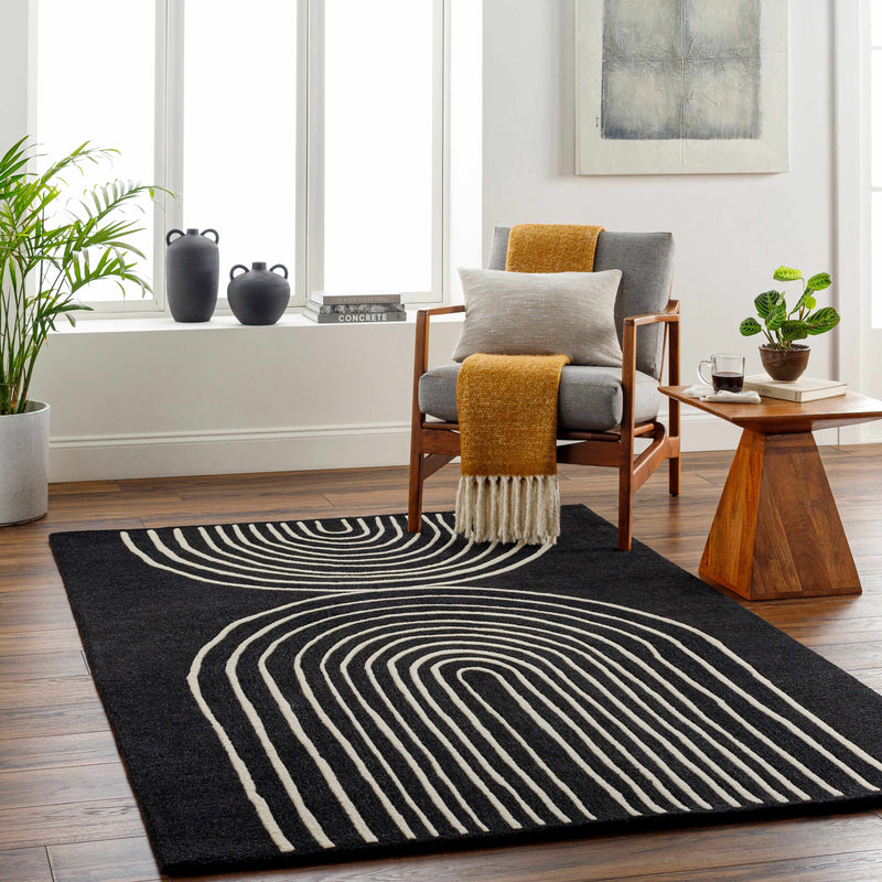 Fuat Black Wool Rug