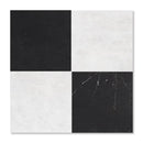 Black, Siberian White Honed Checkerboard Pattern Marble Tiles 12x12