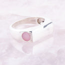 Signet Pink Opal and Sterling Silver In The Hole Ring