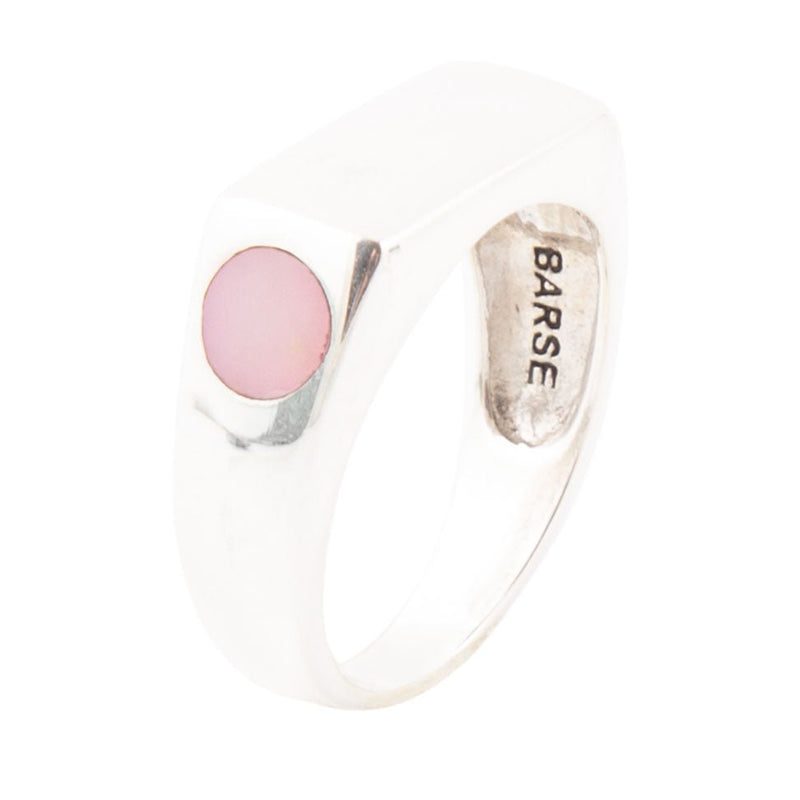 Signet Pink Opal and Sterling Silver In The Hole Ring